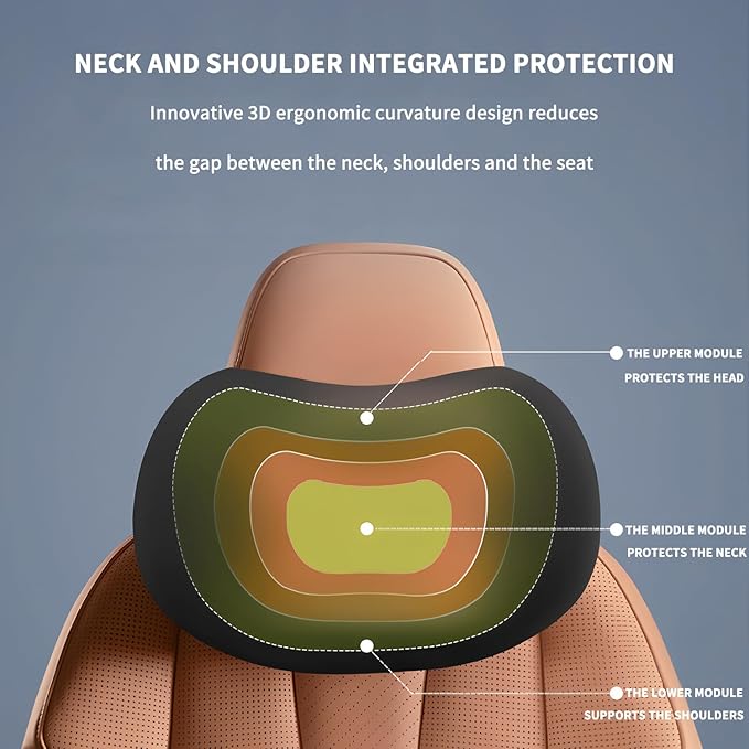 2 Pack Car Neck Pillow, Soft Car Headrest Pillow for Driving with Adjustable Strap (Black)