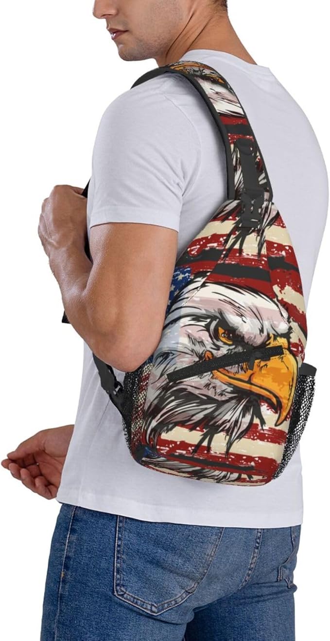 American Flag Sling Bag Multipurpose Crossbody Sling Backpack Travel Cycling Hiking Shoulder Bag For Women Men
