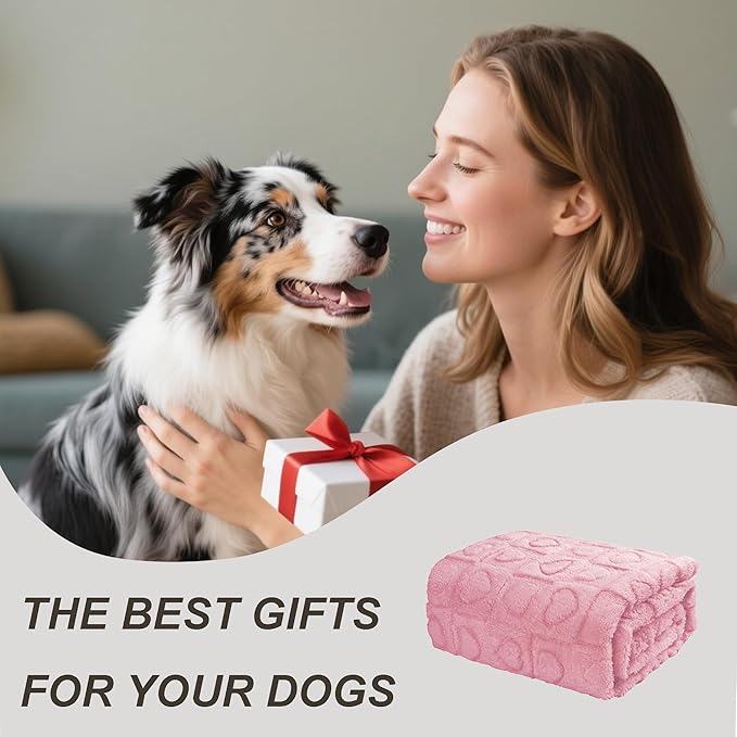 gogobunny Calming Plush Dog Cat Blanket 300GSM Coral Fleece, Ultra-Soft Machine Washable Pet Bedding for Small Medium Dogs Cats Puppies Kittens (Pink, 60x80)
