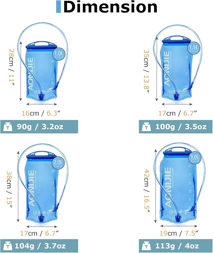 YAPJEB Hydration Bladder BPA Free 1.5L 2L 3L Water Reservoir Water Bladder for Running Hiking Climbing Cycling