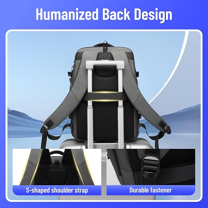 50L Carry on Travel Backpack for Men Women Airline Approved Convertible Duffle Backpack Luggage Bag,TSA Overnight Bags,fits 17" Laptop Smart Backpack-Grey