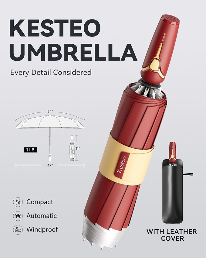 Windproof Travel Umbrella for Rain, Withstand 85MPH Winds, 54 Inch Automatic Reverse Fold Umbrellas Easy Auto Open Close, Portable Compact Umbrella Includes Cover Bag, Perfect for Travel, Car, Commute, Women Men, Backpack
