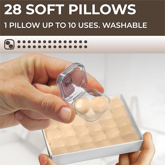 Peace&Quiet PQ Sleeping Ear Plugs Silicone - 28 Wax Moldable EarPlugs for Sleeping Noise Cancelling for Swimming, Sound Blocking Level 32 Db, (30 Silicone Earplugs), Color: Skin Tone