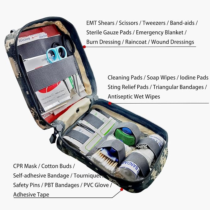 Carlebben EMT MOLLE Ifak Pouch Tactical MOLLE Medical First Aid Kit Utility Pouch ACU Camouflage