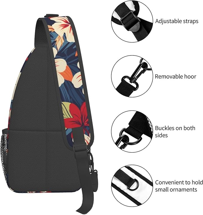 Hawaii Tropical Palm Sling Backpack Crossbody Bag Casual Chest Bags Travel Hiking Daypack Shoulder Bag for Women Men