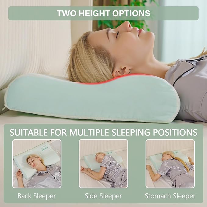 Cervical Neck Pillow for Neck Pain Relief, Contour Memory Foam Pillows, Cooling Ergonomic Pillows for Sleeping Side, Back & Stomach Sleepers, Breathable Bed Pillows Neck Support, Extra Soft