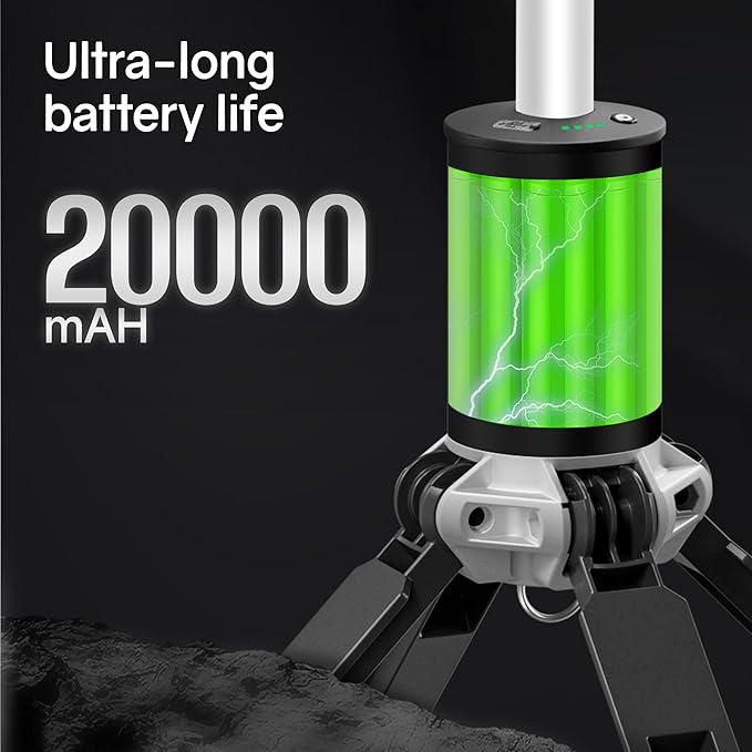 Telescopic Camping Light, Rechargeable Camping Lantern with 20000mAh Battery, Portable Camp Light Outdoor Waterproof with 3 Modes, Camping Light for Emergency, Camping, Hiking(Bag Included)