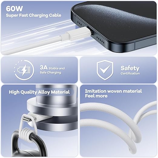 iPhone 16 15 Charger Fast Charging, 2Pack 20W PD USB C Charger Block Type C Charge with USB C to C Fast Charging Cord Woven Cable for iPhone 16/16 Plus/16 Pro/16 Pro Max/15/15 Plus/15 ProMax/iPad Pro