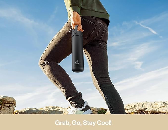 POWCAN 26 oz Insulated Water Bottle with 2-in-1 Straw and Spout Lid, Keep Cold 24H, Leak-Proof, Fits in Car Cup Holder, Stainless Steel Water Bottle for Sports, Travel, Gym and School (Pumpkin Patch)