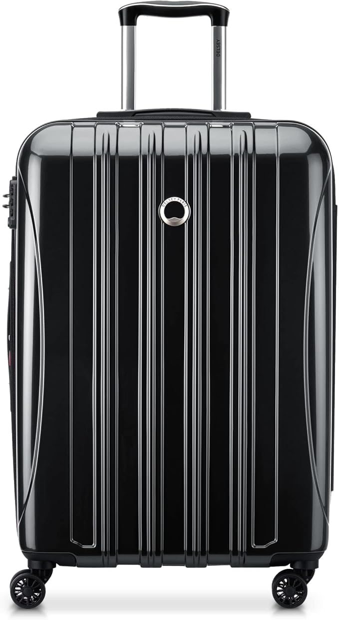 DELSEY PARIS Helium Aero Hardside Expandable Luggage with Spinner Wheels, Black, Checked-Medium 24 Inch