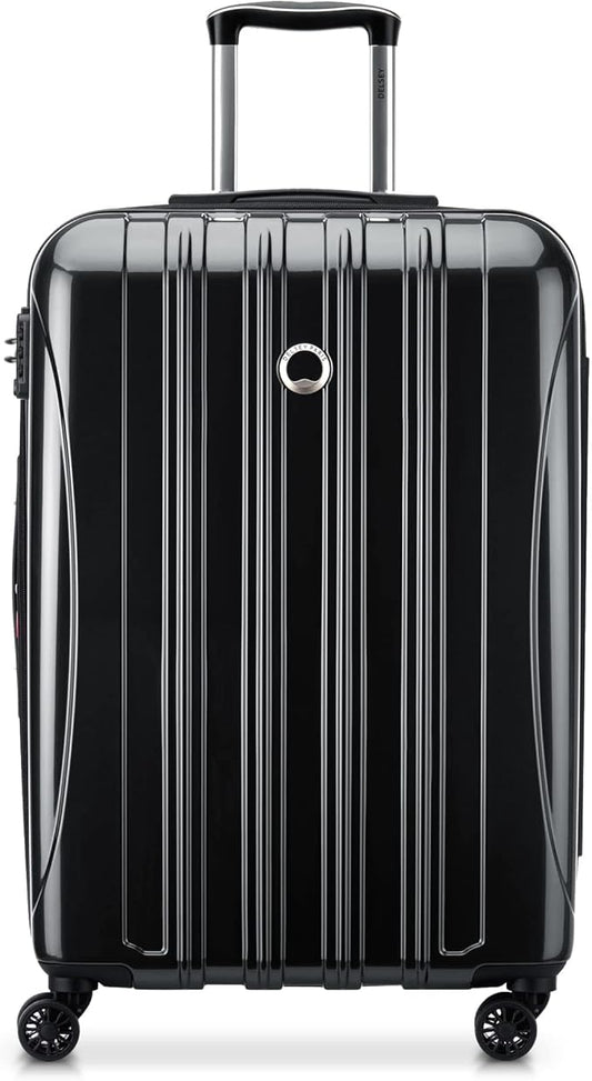DELSEY PARIS Helium Aero Hardside Expandable Luggage with Spinner Wheels, Black, Checked-Medium 24 Inch