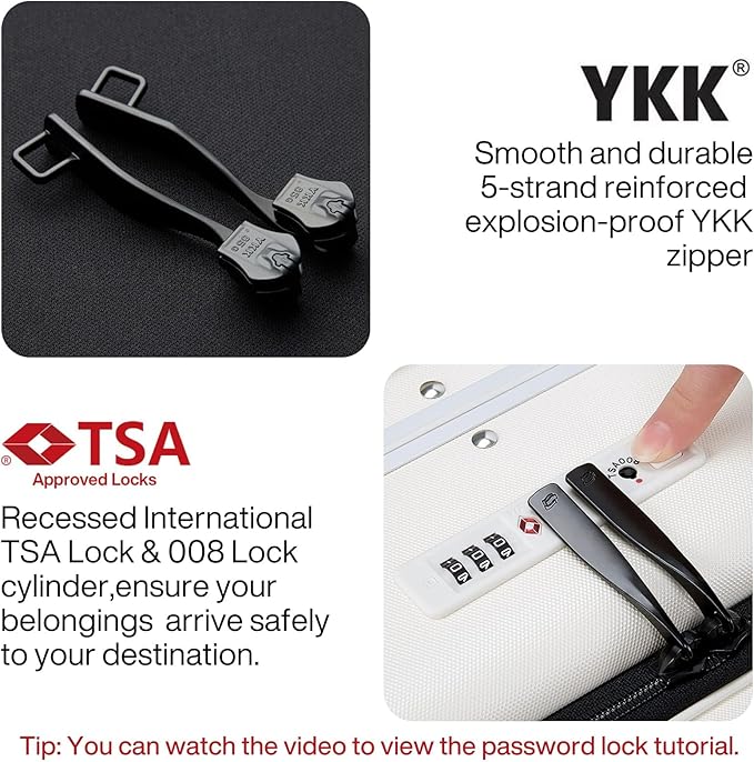 Hanke Grace Hard Shell Suitcases with Wheels,20 Inch Carry On Luggage Airline Approved with Aluminum Frame, Travel suitcase with Front Pocket Travel Luggage for Short Business Trips, Smoke White.