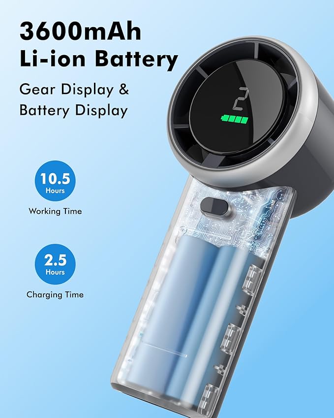 WHATOOK Portable Mini Fan: High Speed Cooling Fan, 10 Hours Battery Life, USB Rechargeable, Small Essentials for Women, Beach Travel, Vacation (Black)