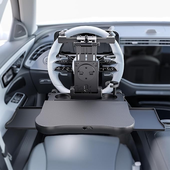 Car Steering Wheel Tray Back Seat Tray,Extension Steering Wheel Desk Car Food Eating Tray Table,Car Laptop Desk with Phone/Tablet/Cup Holder for SUVs,Trucks & Vans