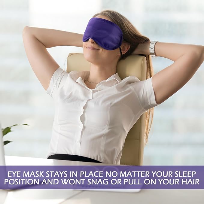 Tarpop 200 Pcs Eye Mask Sleeping Blindfold Eye Cover with Adjustable Strap for Games Party Team Building Travel Individually Wrapped Sleep Mask for Women Men (Purple)