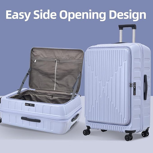 29 Inch Luggage with Expansion & Side Opening Design, 50 * 31(35)*76cm, 117L~133L Ligthweight ABS+PC Hardshell Checked Suitcase, TSA Lock & YKK Zipper with HINOMOTO 360° Wheels, LiLac Purple
