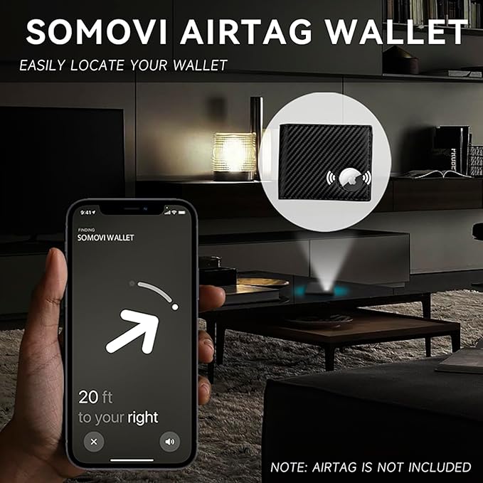 Mens Wallet with AirTag Holder, Genuine Leather Bifold RFID Blocking Wallet for Men - 2 ID Window 13 Cards Holders 1 Gift Box, AirTag Not Included