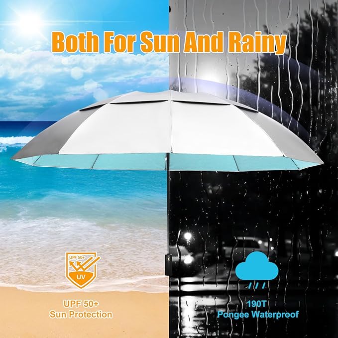 62/54/46 Inch Umbrellas for Rain Large Travel Compact Golf Umbrella Inverted Windproof Double Canopy 10 Ribs Automatic Open/Close UPF50+ Sun UV Protection