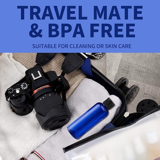 LISAPACK 3.4 oz Travel Bottles for Toiletries, Plastic Travel Size Containers for Shampoo Conditioner TSA Approved, Empty Small Squeeze for Lotion, Leak Proof Mini Liquid Tube for Refillable Blue