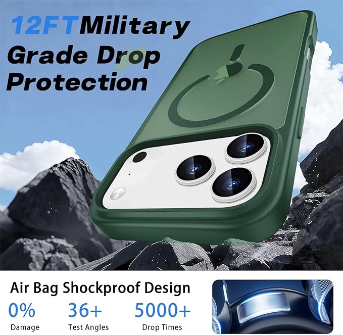 Ntwinro Magnetic for iPhone 17 Pro Max Case (Compatible with MagSafe) with Detachable Wallet & Card Holder for 3 Cards [RFID Blocking] Military Grade Protective Slim Phone Cover, Green