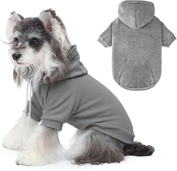 BAOBICUTE Dog Basic Hoodie Soft Dog Clothes Cold Weather Sweaters for Medium Large Dogs Cozy Fabric Warm Sweatshirt with Leash Hole (Grey, S (Back: 12.6",Chest:18.11", Neck: 13.78"))