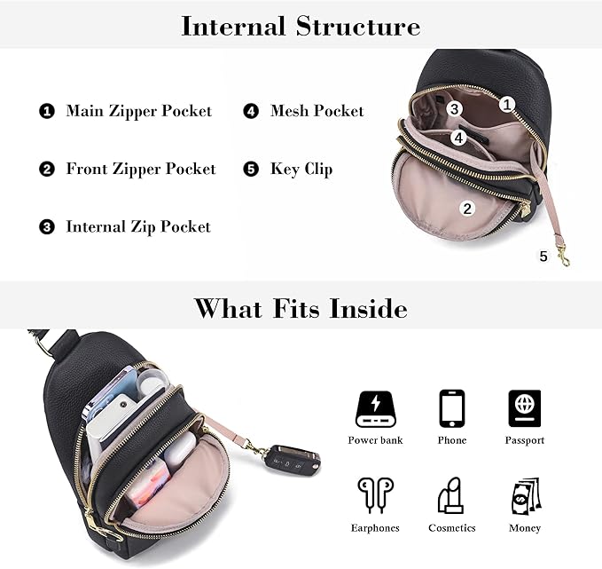 INICAT Crossbody Sling Bags Fanny Packs Valentine's Day Gifts Vegan Leather Travel Vacation Essentials Purses Women