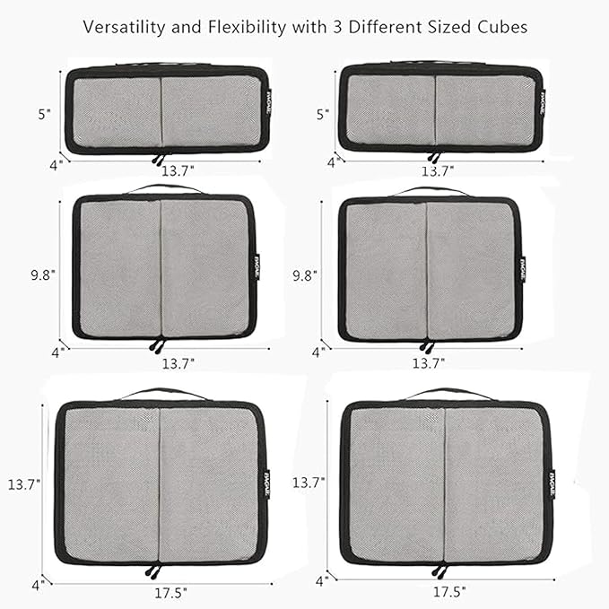 BAGAIL 6 Set Packing Cubes,Travel Luggage Packing Organizers