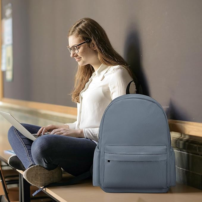 Slate Gray Backpack Adult Travel Daybag for Women Men College Backpack for Vacation Hiking Camping Bag