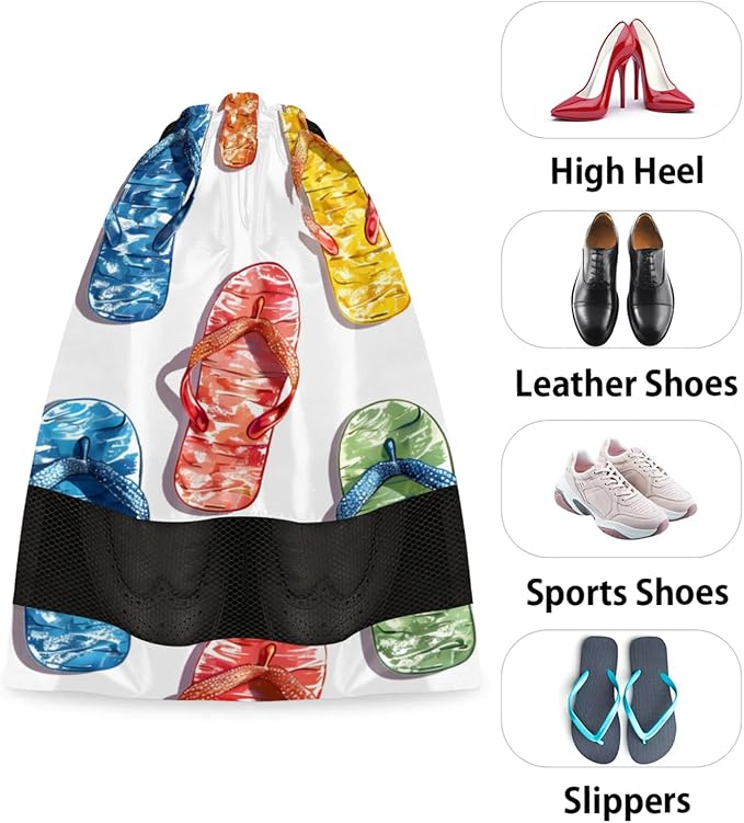 Slippers Travel Shoe Bag Waterproof Portable Shoe Bags for Storage with Drawstring Breathable Mesh Washing Organizer for Laundry Sneakers Boots Dance Shoes