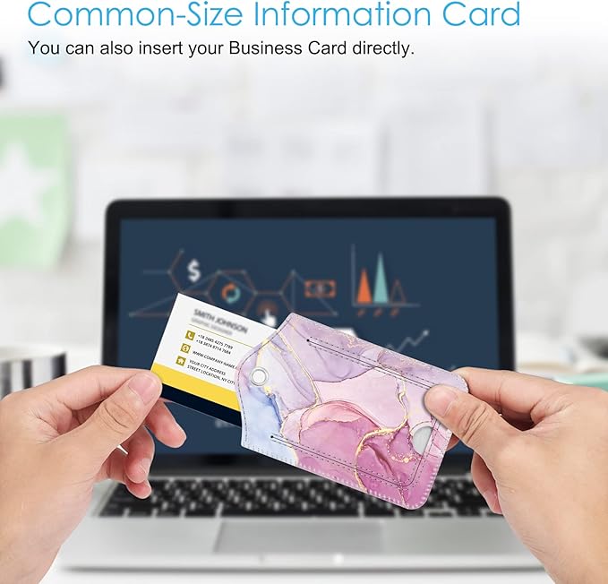 Fintie Luggage Tags, Privacy Cover ID Label with Stainless Steel Loop and Address Card for Travel Bag Suitcase - Glittering Marble (2 Piece)