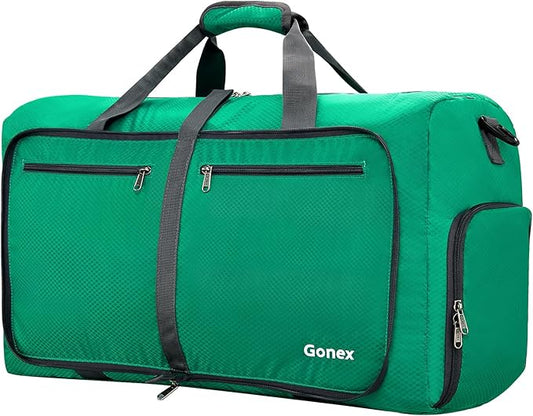 Gonex 40L 60L 80L 100L 150L Large Foldable Travel Duffle Bag with Shoes Compartment, Packable Lightweight Water Repellent Duffel Bag for Camping Gym Weekender Bag