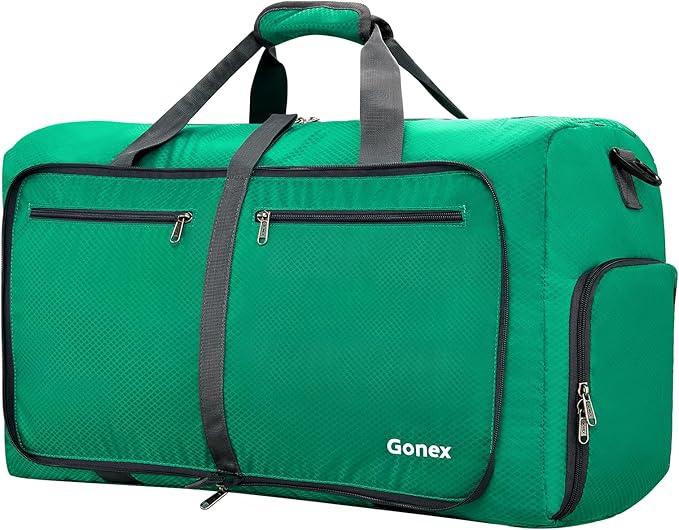 Gonex 40L 60L 80L 100L 150L Large Foldable Travel Duffle Bag with Shoes Compartment, Packable Lightweight Water Repellent Duffel Bag for Camping Gym Weekender Bag