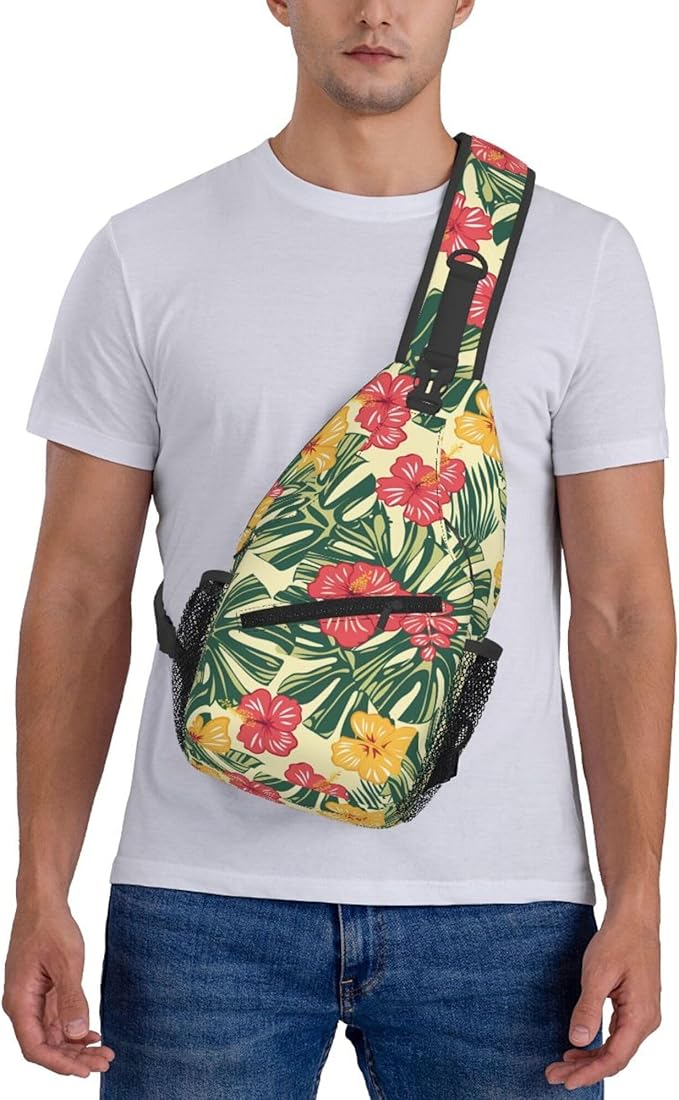 Hawaii Tropical Palm Sling Backpack Crossbody Bag Casual Chest Bags Travel Hiking Daypack Shoulder Bag for Women Men