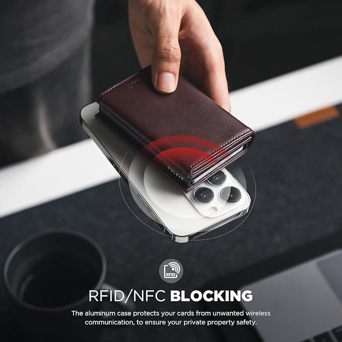 VULKIT Pop up Card Wallet Minimalist Cash Wallets RFID Blocking Leather Smart Credit Card Holder with ID window for Men