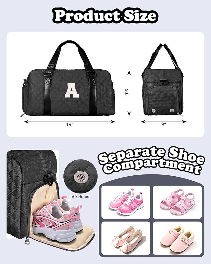 Elilier Travel Bags, Gifts for Friends Female Women, Initial Travel Duffel Bag, Gym Bag, Personalized Weekender Bag, Friend Wedding Girlfriend Birthday Gifts for Teen Girls, Graduation Gifts