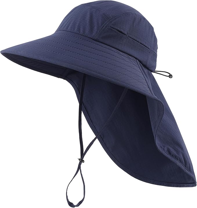 Home Prefer UPF 80+ Sun Hat for Men Women Wide Brim Sun Hat with Neck Flap Summer Safari UV Protection Gardening Fishing Hat