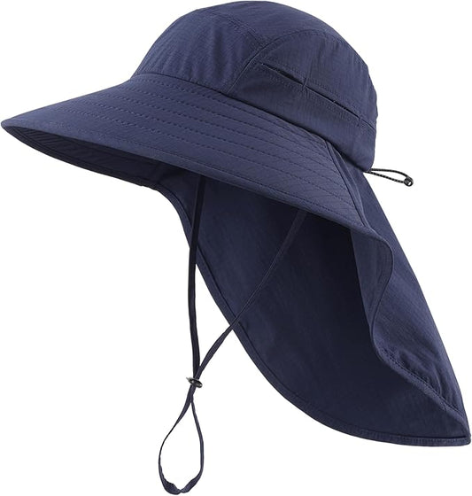 Home Prefer UPF 80+ Sun Hat for Men Women Wide Brim Sun Hat with Neck Flap Summer Safari UV Protection Gardening Fishing Hat