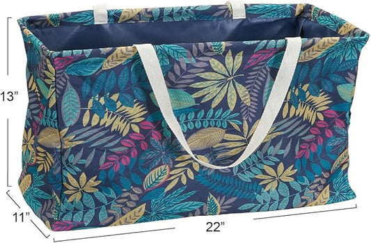 Household Essentials Large Canvas Utility Tote Bag with Handles | Collapsible Storage Basket for Laundry, Groceries, College, Beach, Car & More | Water-Resistant Lining | 11"x22"x13"