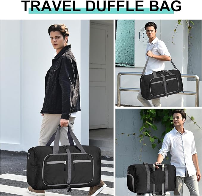 Dimayar Travel Duffle Bag for Men Women - Foldable Duffel Bag with Shoes Compartment - Overnight Bags Waterproof & Tear Resistant(115L,Black)
