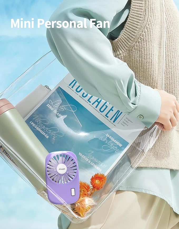 Aluan Handheld Mini Fan Powerful Small Personal Portable Speed Adjustable USB Rechargeable Eyelash Fan for Kids Girls Boys Woman Man Home Office Outdoor Travel, Purple