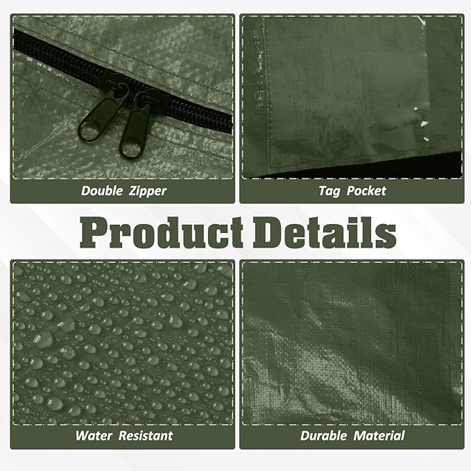 4 Pcs 176 Gallon Large Moving Bags with Zipper and Handles Foldable Storage Duffle Bags Heavy Duty Extra Large Totes for College Dorm Travel Clothes Blankets Bedding Moving (Green)