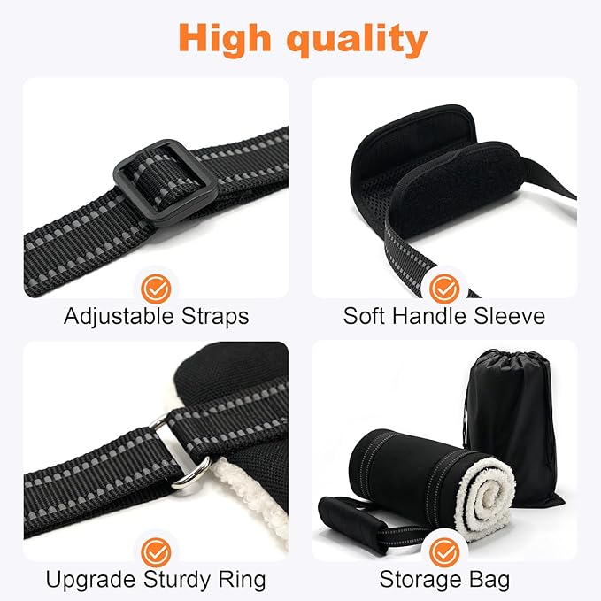 COODEO Adjustable Comfortable Dog Sling with Handle Hind Leg Support Soft Lift Support and Rehab Harness for Weak Rear Legs,Helps Senior, Injured, Disabled and After ACL Surgery Dogs Large (Black, L)