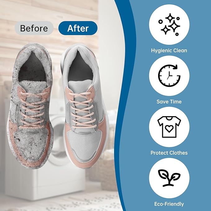 2 Pack Shoe Washing Machine Bag, Reusable Laundry Shoe Bag for Washer and Dryer, Sneaker Washing Machine Bags with Edge Protection, Shoes Washing Bag for Most Shoe Types (Yellow)