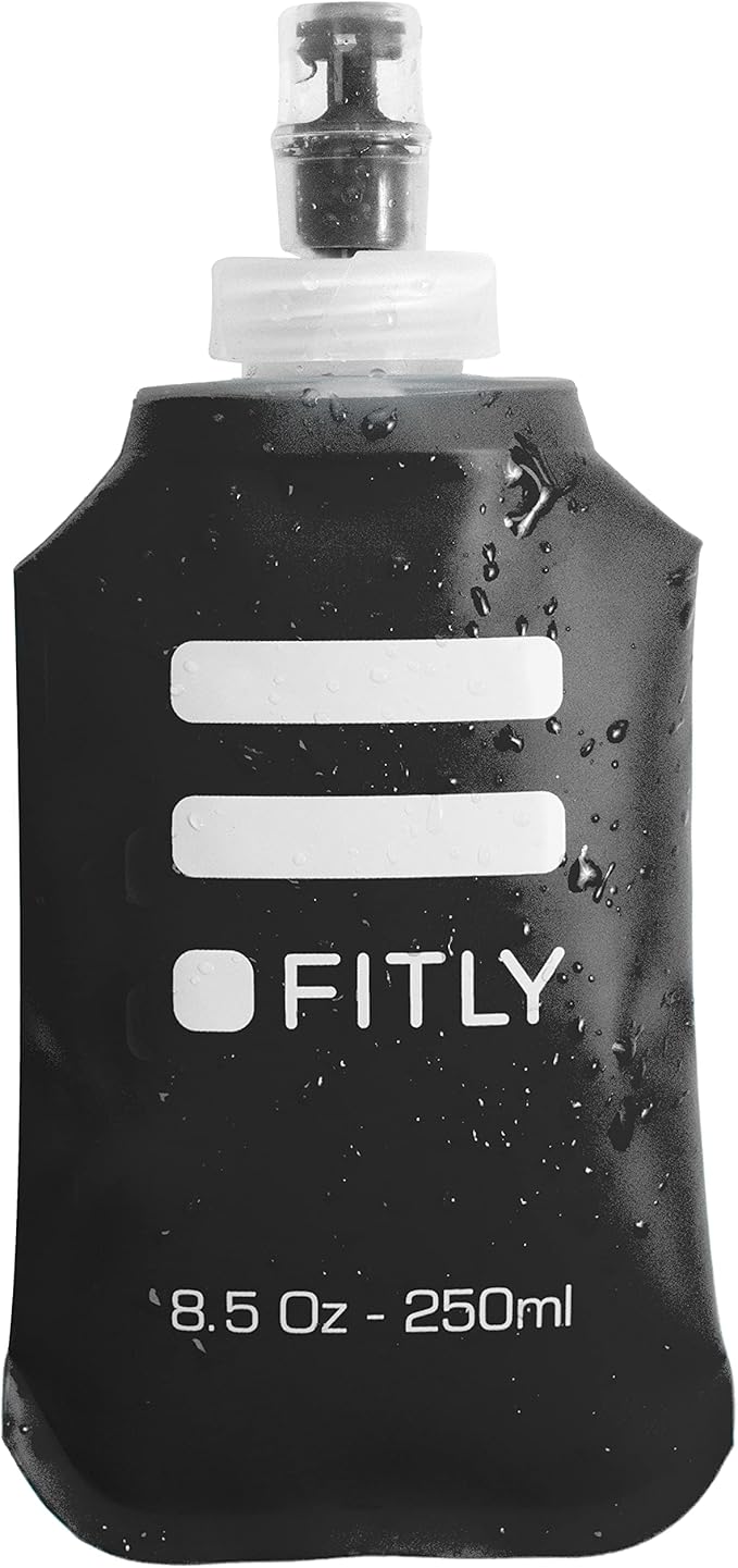 FITLY Soft Flask - Shrink As You Drink Soft Water Bottle for Hydration Pack - Folding Water Bottle Ideal for Running, Hiking, Cycling, Climbing & Rigorous Activity