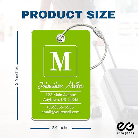 Personalized Luggage Tag | Custom Luggage Tags for Suitcases | Kids Backpack Tag | 10 Color Options & Choose Font, Font Color