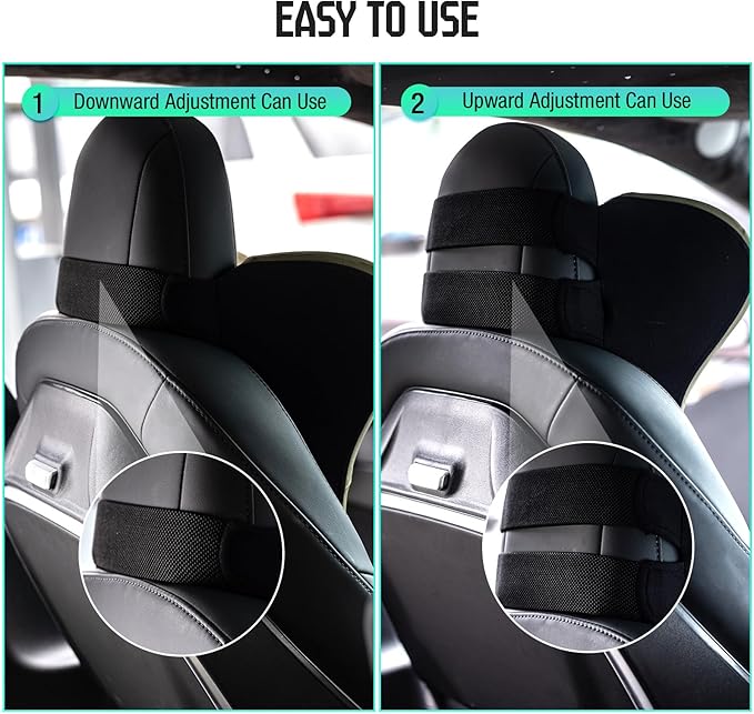 Car Neck Pillow for Driving Seat, Soft Memory Foam Headrest Pillow with Adjustable Strap and Removable Cover, Ergonomic Neck Support for Car, Office Chair, Gaming Chair – Green