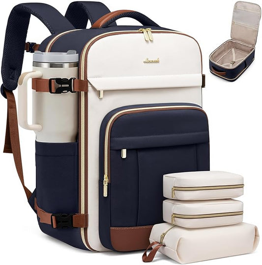 LOVEVOOK Travel Backpack for Women & Men - 17.3 Inch Carry On Backpack & Personal Item Backpack for Airlines, Spacious and Durable Design, with 3 Packing Cubes