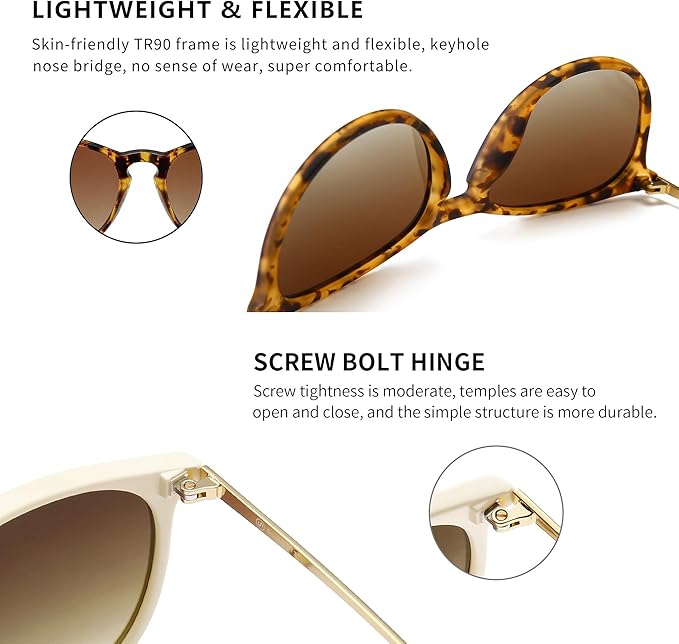 SUNGAIT Premium Vintage Round Sunglasses for Women Men Classic Retro Trendy Style