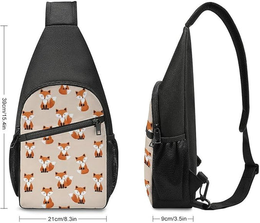 SWEET TANG Casual Sling Backpack for Women Chest Shoulder Crossbody Backpack, Gym Funny Sack, Satchel Travel Bag Outdoor Hiking Daypack Fox Art