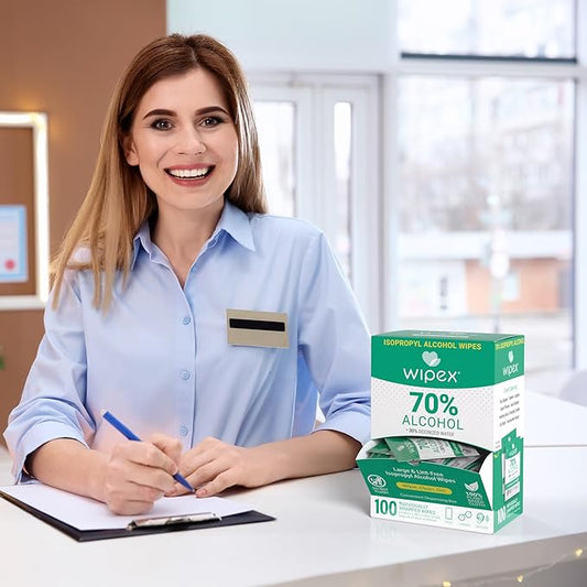 Wipex 70% Isopropyl Alcohol Wipes Individually Wrapped Sachets, Large Electronic wipes in Dispensing Box, Alcohol Prep Wipes, Screen Wipes & Tech Wipes for Sanitizing 100 Count (Pack of 2)